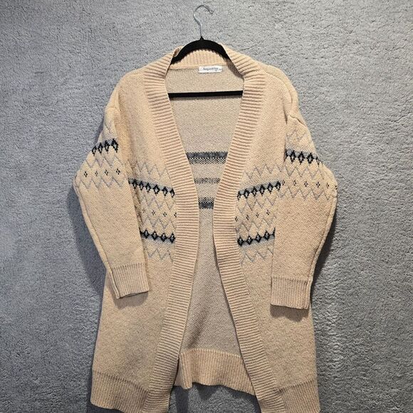 Angashion Southwestern Tribal Print Cardigan Womens XL Aztec Geometric Beige - Picture 11 of 11